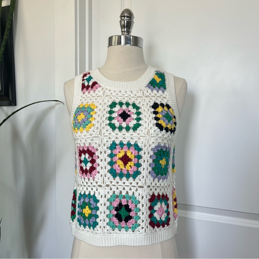 Cotton Emporium Crochet Granny Square Tank Top